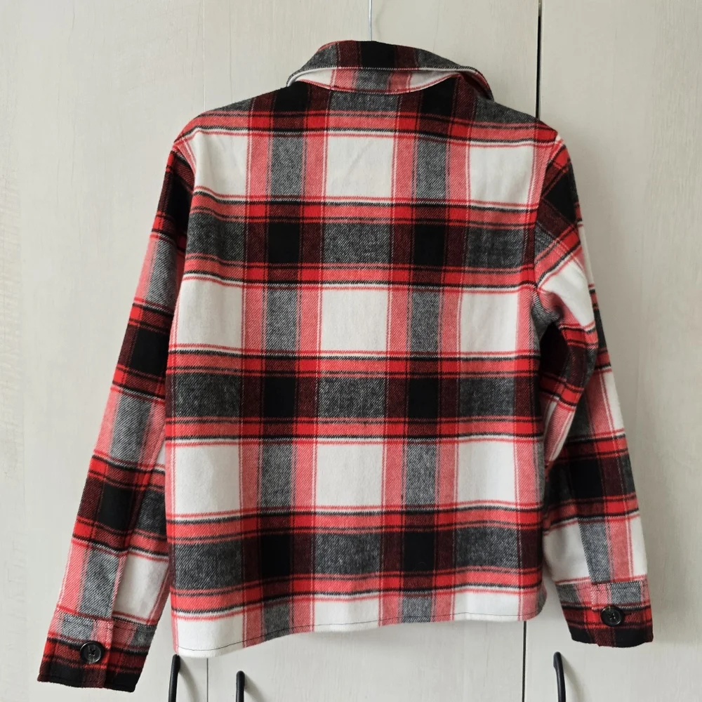 NWT BB Dakota by Steve Madden Women's Boxy Shacket Size small Racing Red Multi - Picture 5 of 5